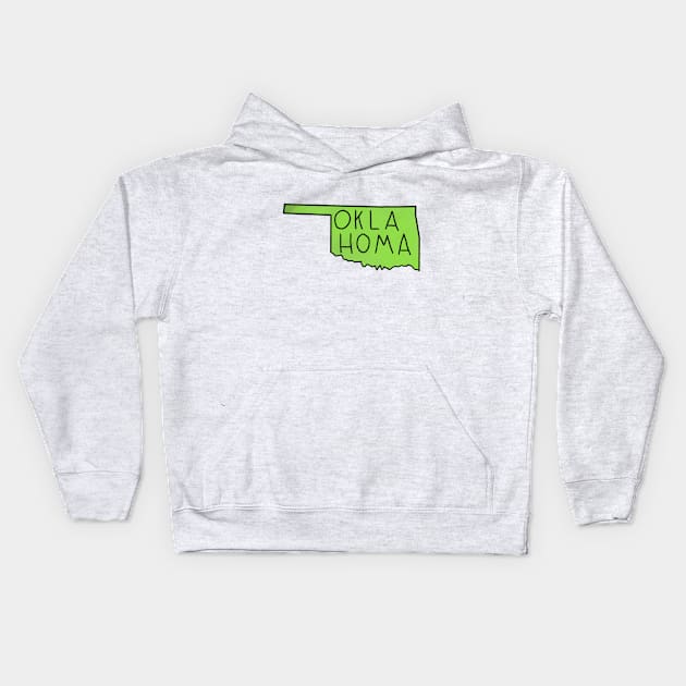 The State of Oklahoma - Green Outline Kids Hoodie by loudestkitten